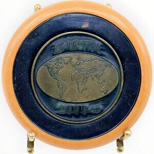 Earth 2000ad Y2K Bronze Paperweight Display Plaque & Stand